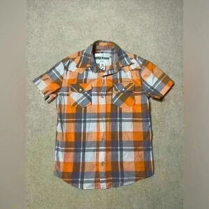 Short Sleeve Dress Shirt by Ditch Plains, Boys Sz 4/5 Snap Down Plaid  A0030